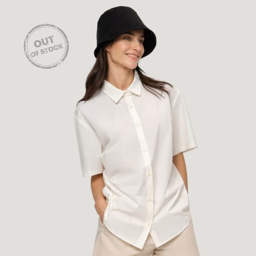 Women’s Short-Sleeve Button-Up Shirt-Cotton Feel