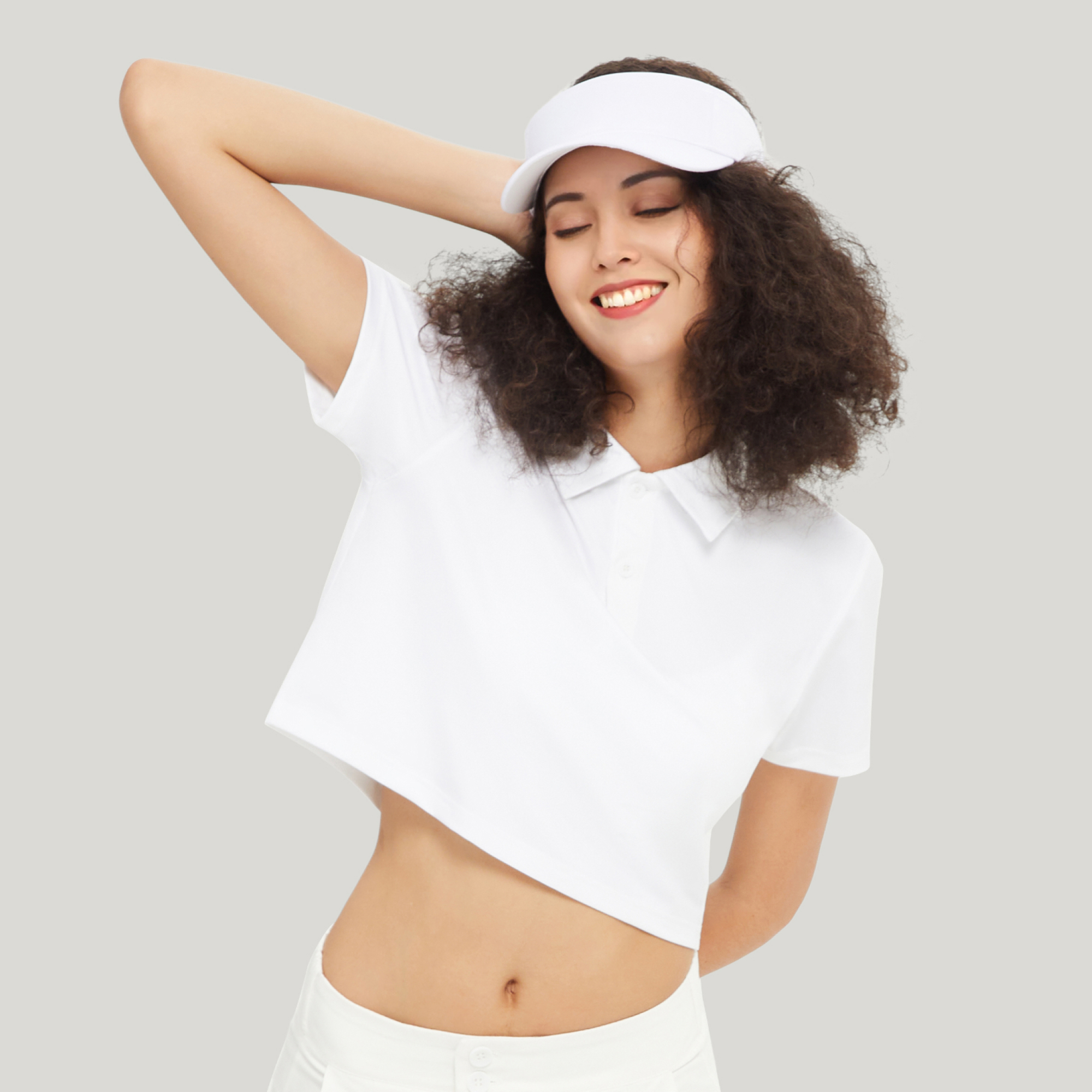 Cropped polo shirt white hotsell