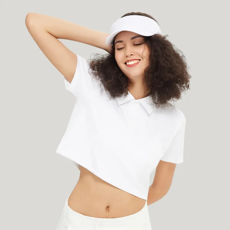 Custom Printed Women's Short-Sleeve Crop Polo Shirt