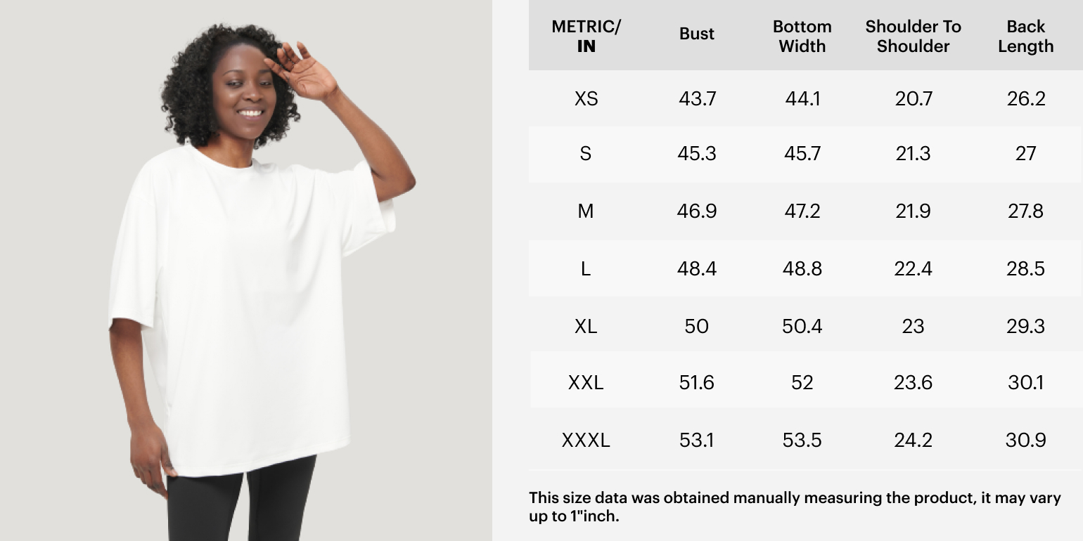 Women s T Shirt Size Chart and Fit Guide NovaTomato