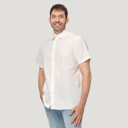 Unisex Classic Short-Sleeve Button-Up Shirt-Cotton Feel