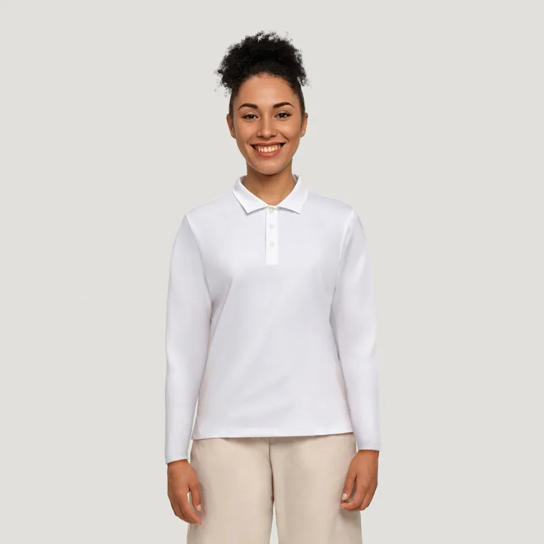 Women's Classic Fit Long-Sleeve Polo Shirt-Cotton Feel 200g