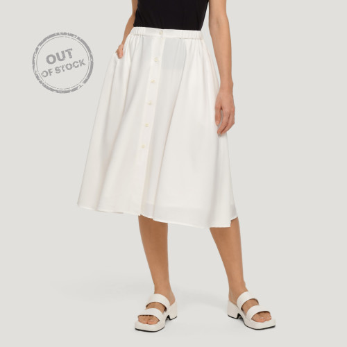 Women's Button Up Midi Skirt-Wrinkle Free Silky Like Texture