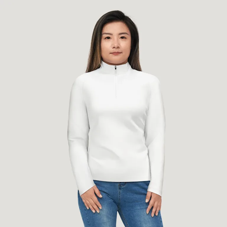 Women's Long Sleeve Quarter Zip -Cotton Feel 200g