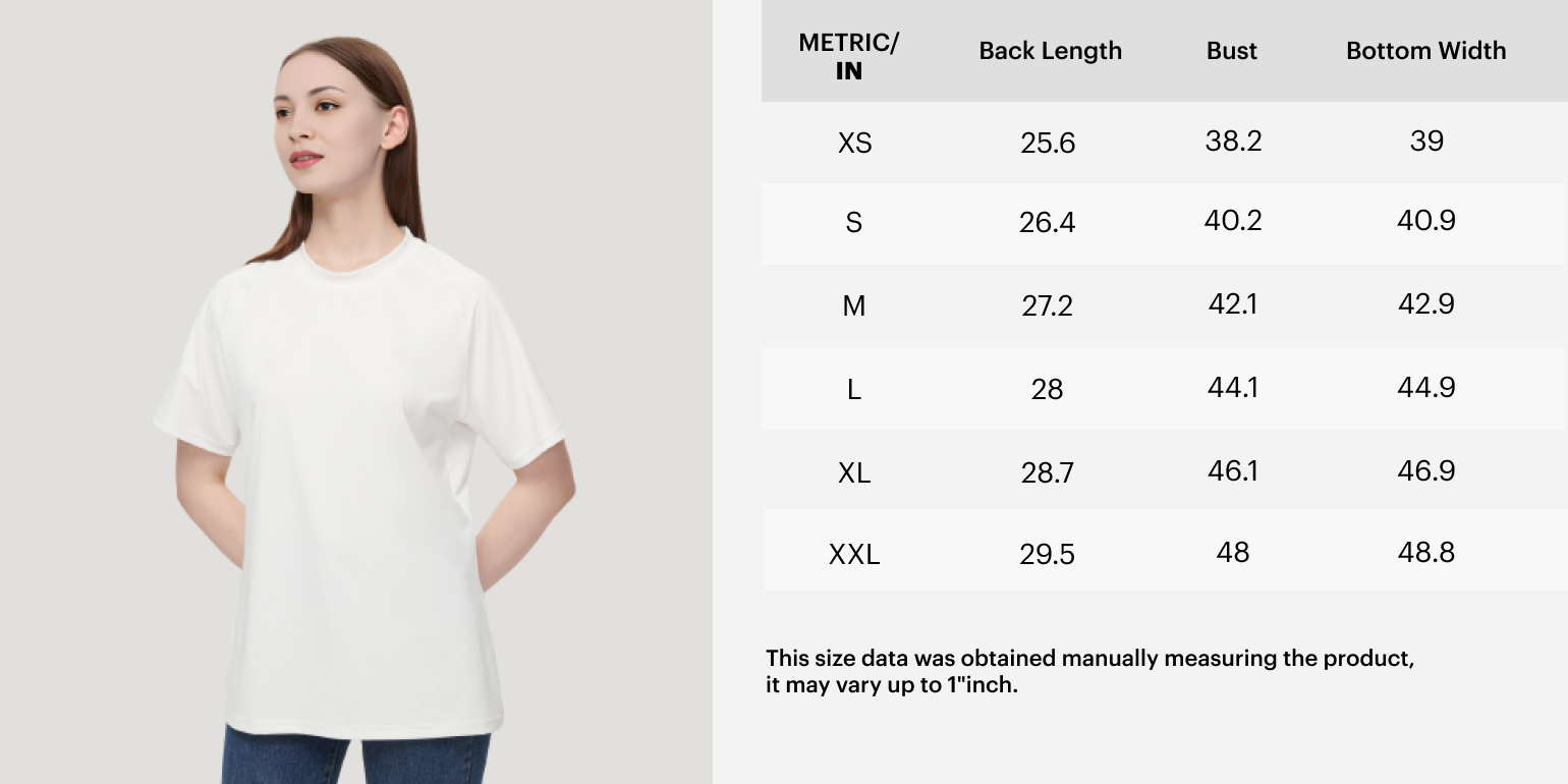 Women's T-Shirt Size Chart and Fit Guide | NovaTomato