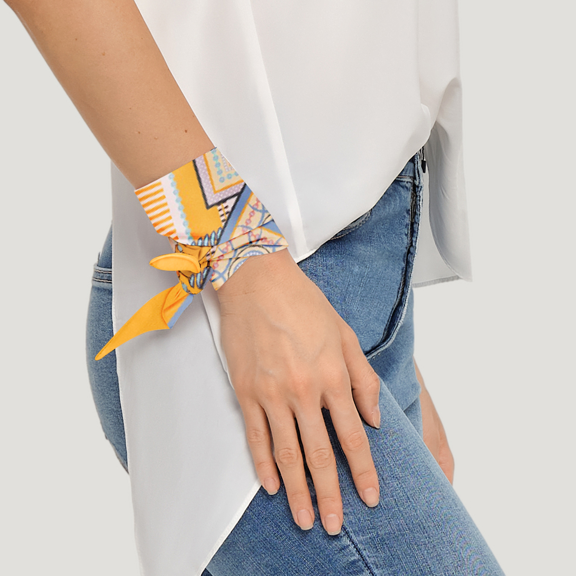 トップス lumignon LUMI papillon noble scarf tops PORTRAIT SILKY SCARF/TOP-TAUPEORANGE – Lucca Couture