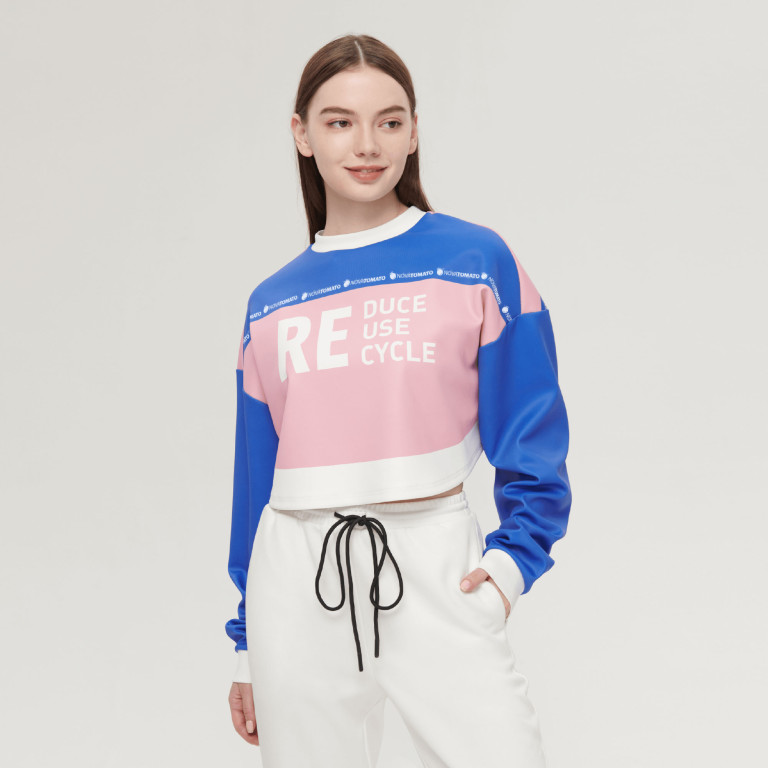Women’s Cropped Crewneck Sweatshirt-Techno Scuba Knit