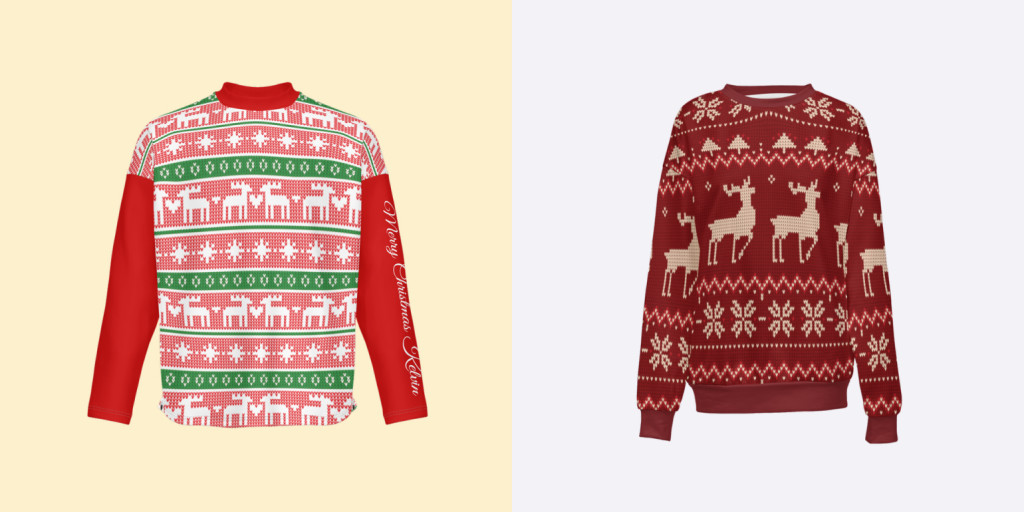 Reindeer patterns ugly sweater