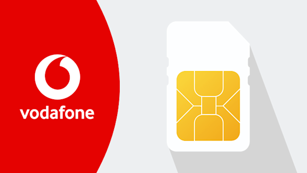 Vodafone logo and SIM card