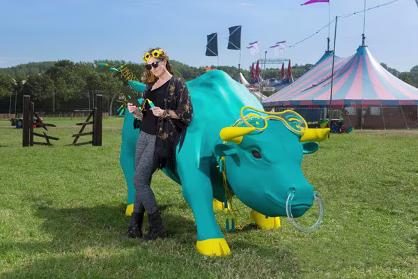 The EE charging bull in Glastonbury Festival