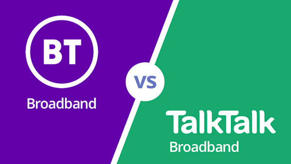 BT Vs Talk Talk broadband logos