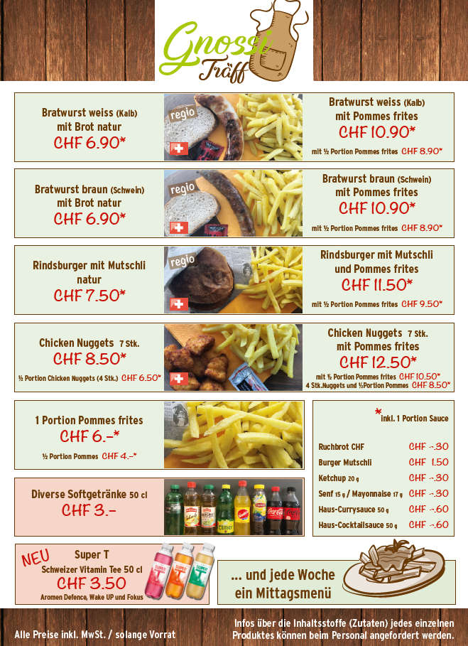 Speisekarte Rothenburg