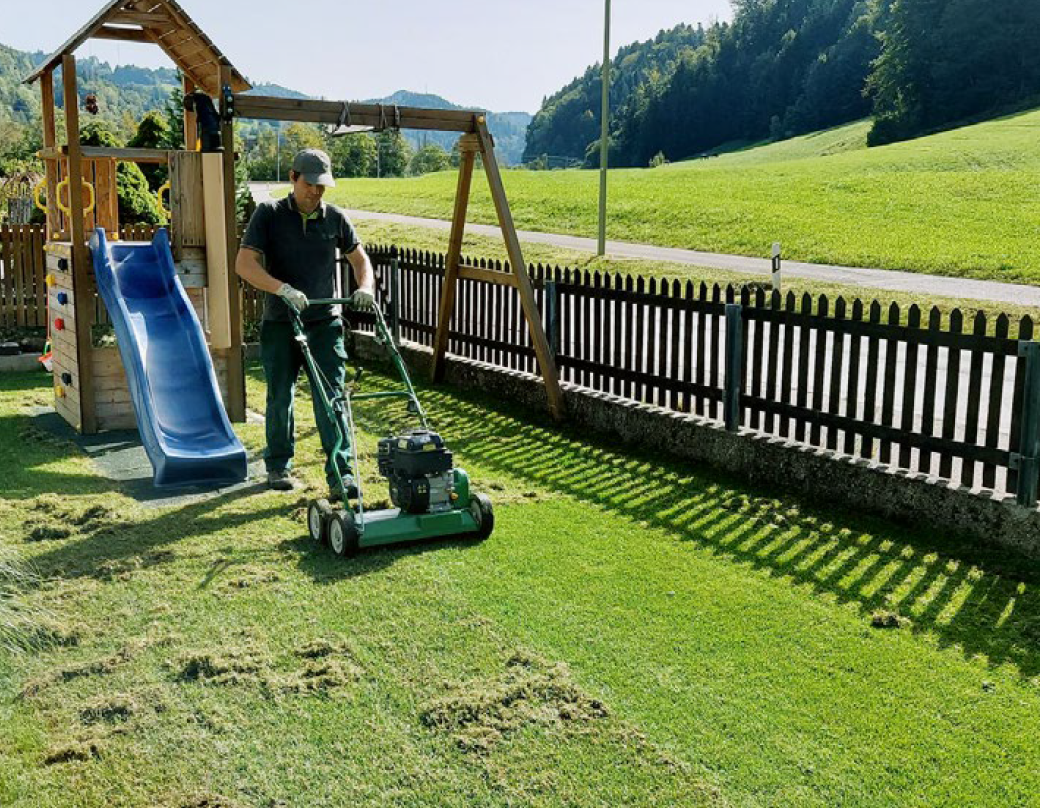 Vertikutierer im Garten Hochauflösend