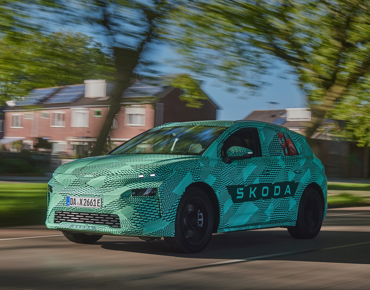 2024 Skoda Elroq prototype green front driving