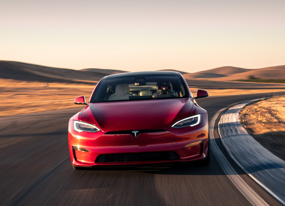 Tesla Model S Plaid front driving