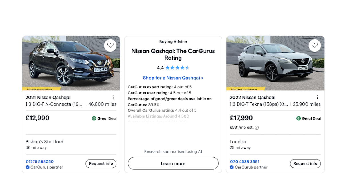 Overall CarGurus rating tile