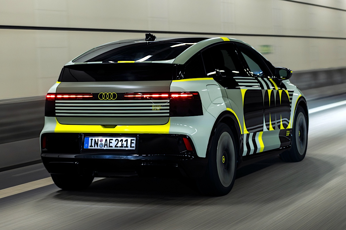 2026 Audi A2 E-Tron rear driving 1