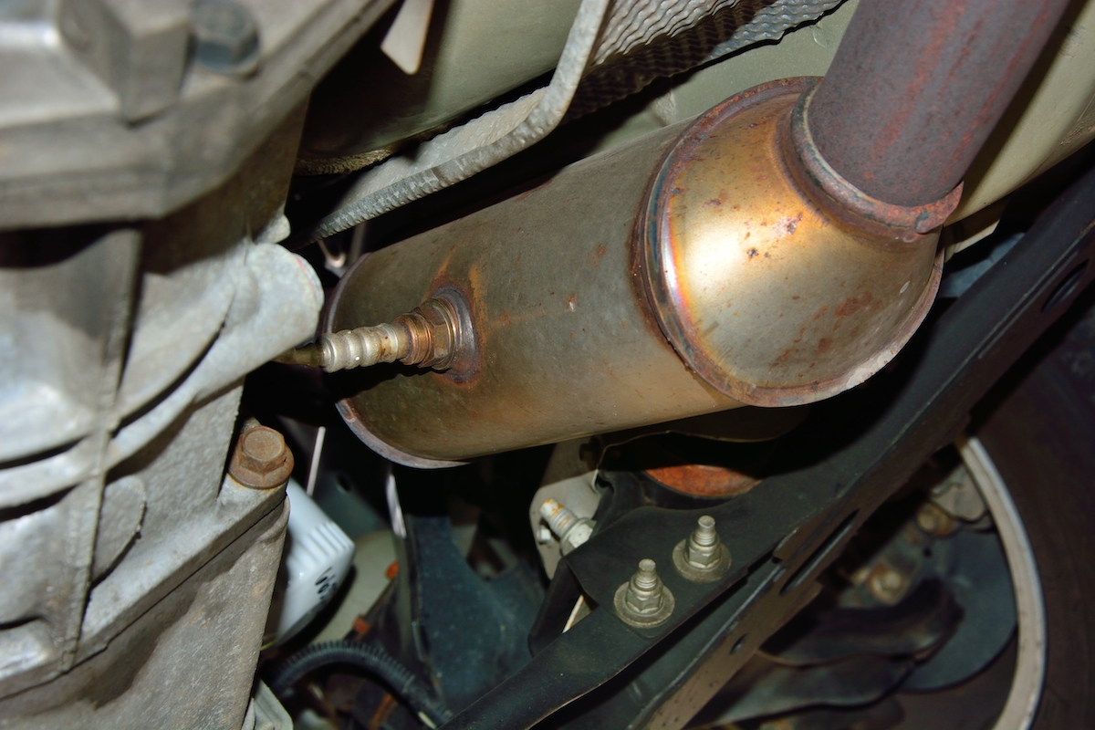 Catalytic converter being removed