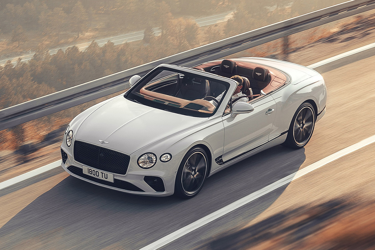 Bentley Continental GTC driving front overhead