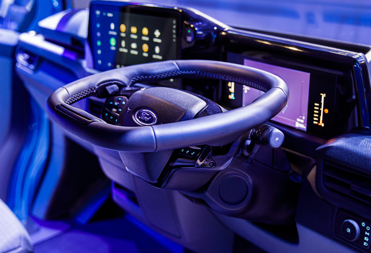 Best new car tech E-Transit Custom table steering wheel