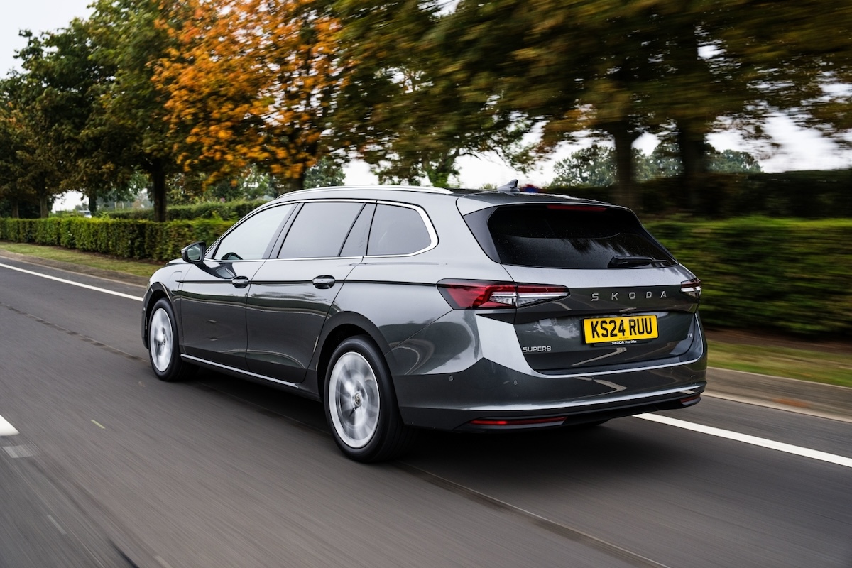 2024 Skoda Superb Estate review driving rear grey