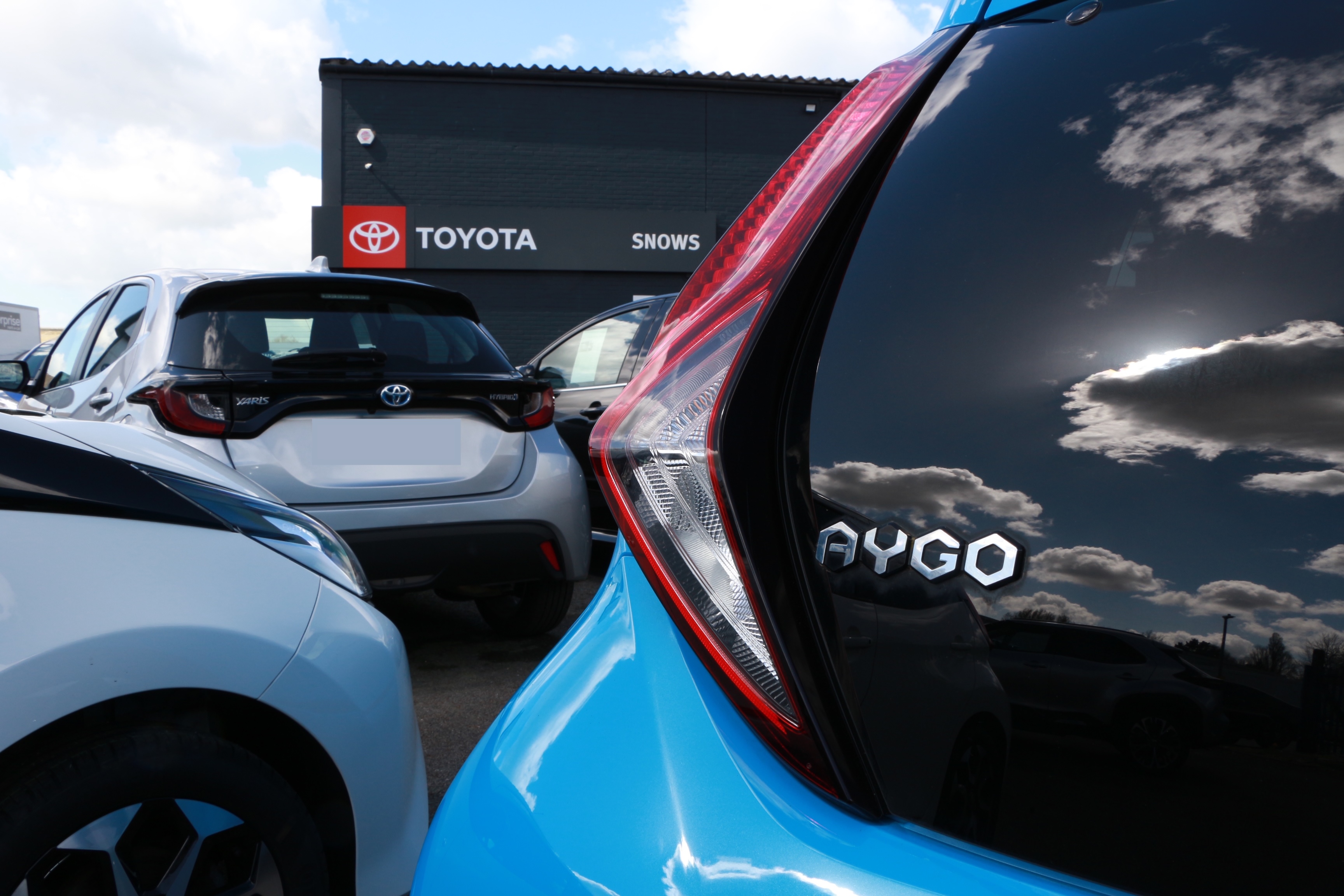 Toyota Aygo at dealership badge