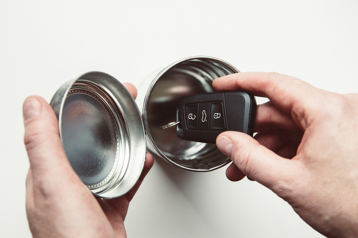 Car keys in biscuit tin