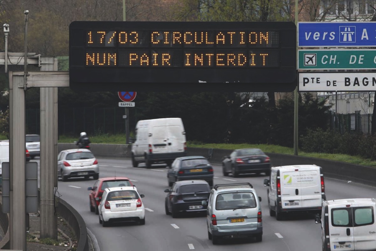 French motorway with signs