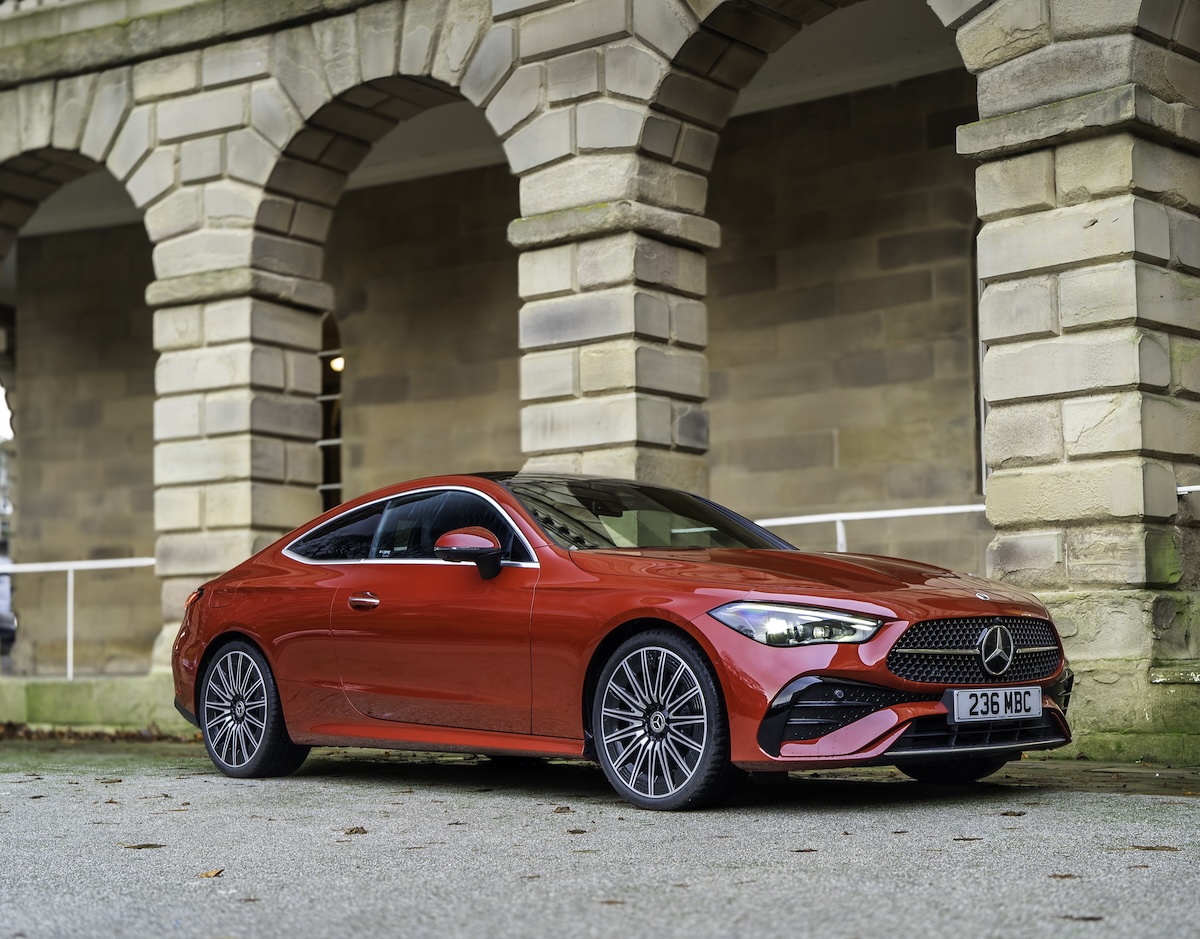 2024 Mercedes CLE Coupe red front driving
