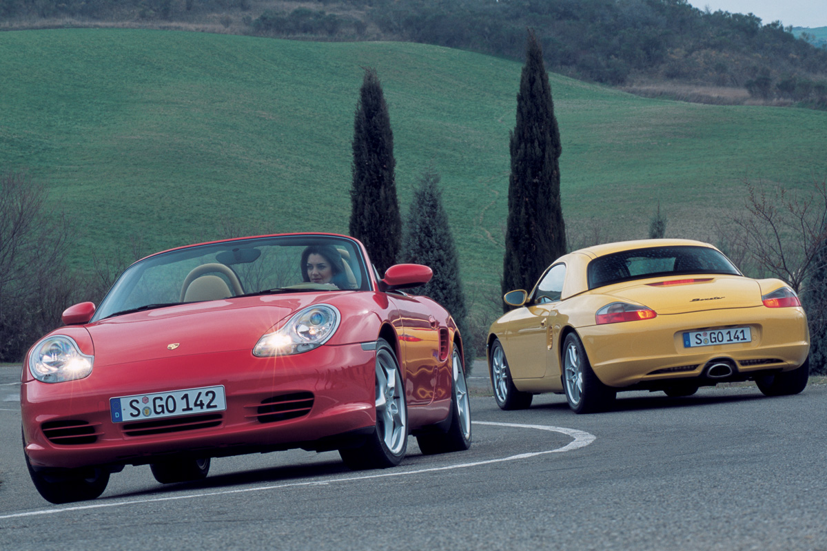Porsche Boxster 986 red and yellow