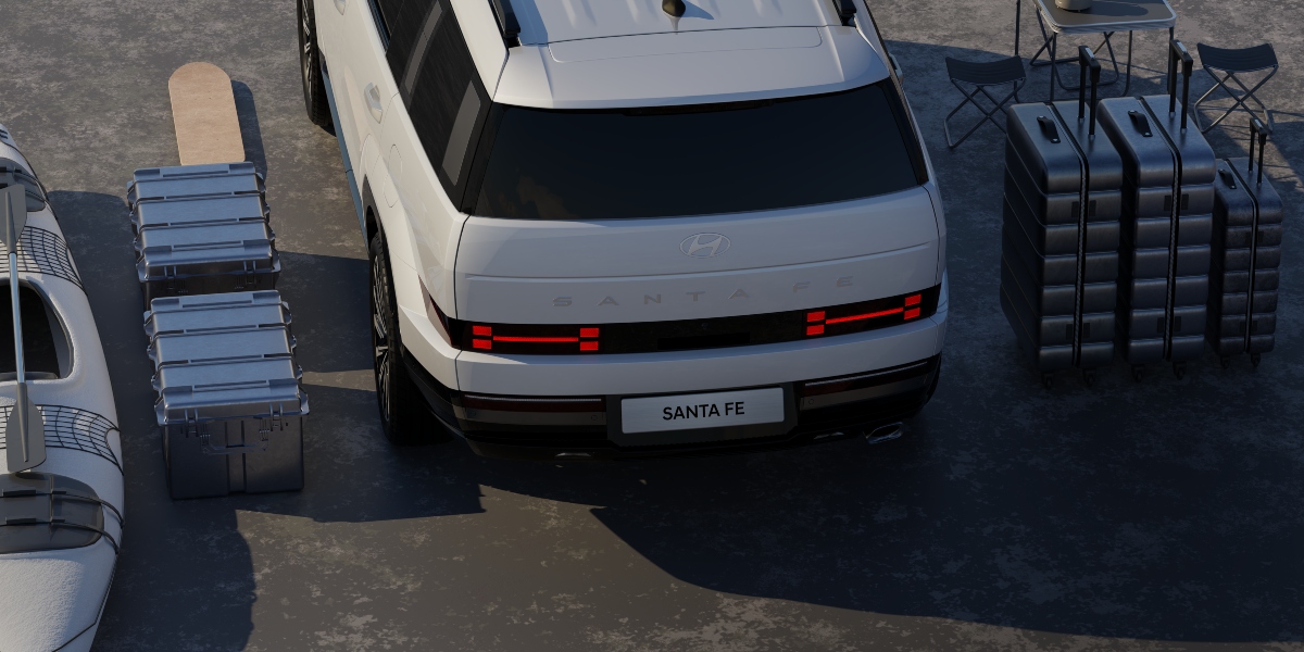 2024 Hyundai Santa Fe rear detail with luggage