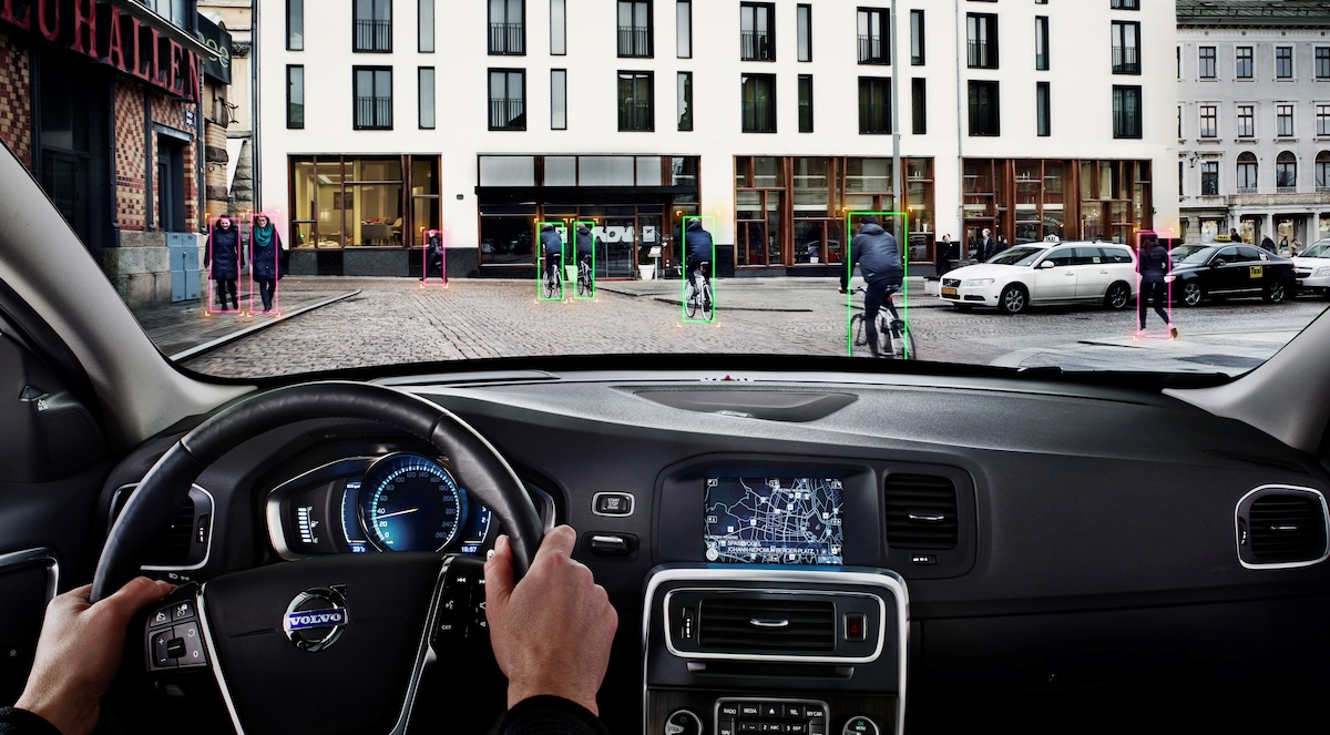 Volvo Pedestrian and Cyclist Detection with full auto brake car safety features