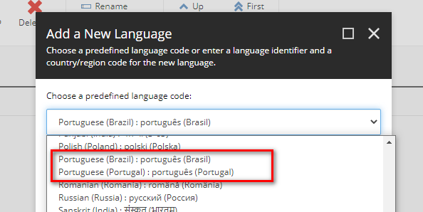 Add a new language Portuguese in Sitecore