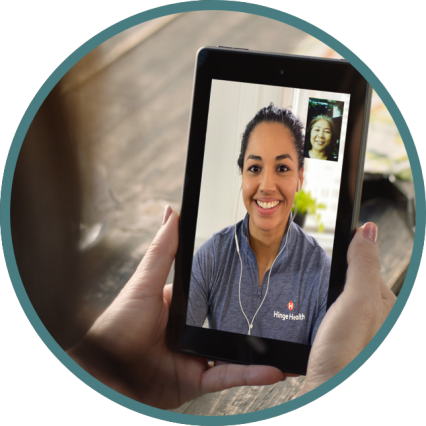 Hinge Health Doctor of Physical Therapy conducting a virtual physical therapy session with a participant
