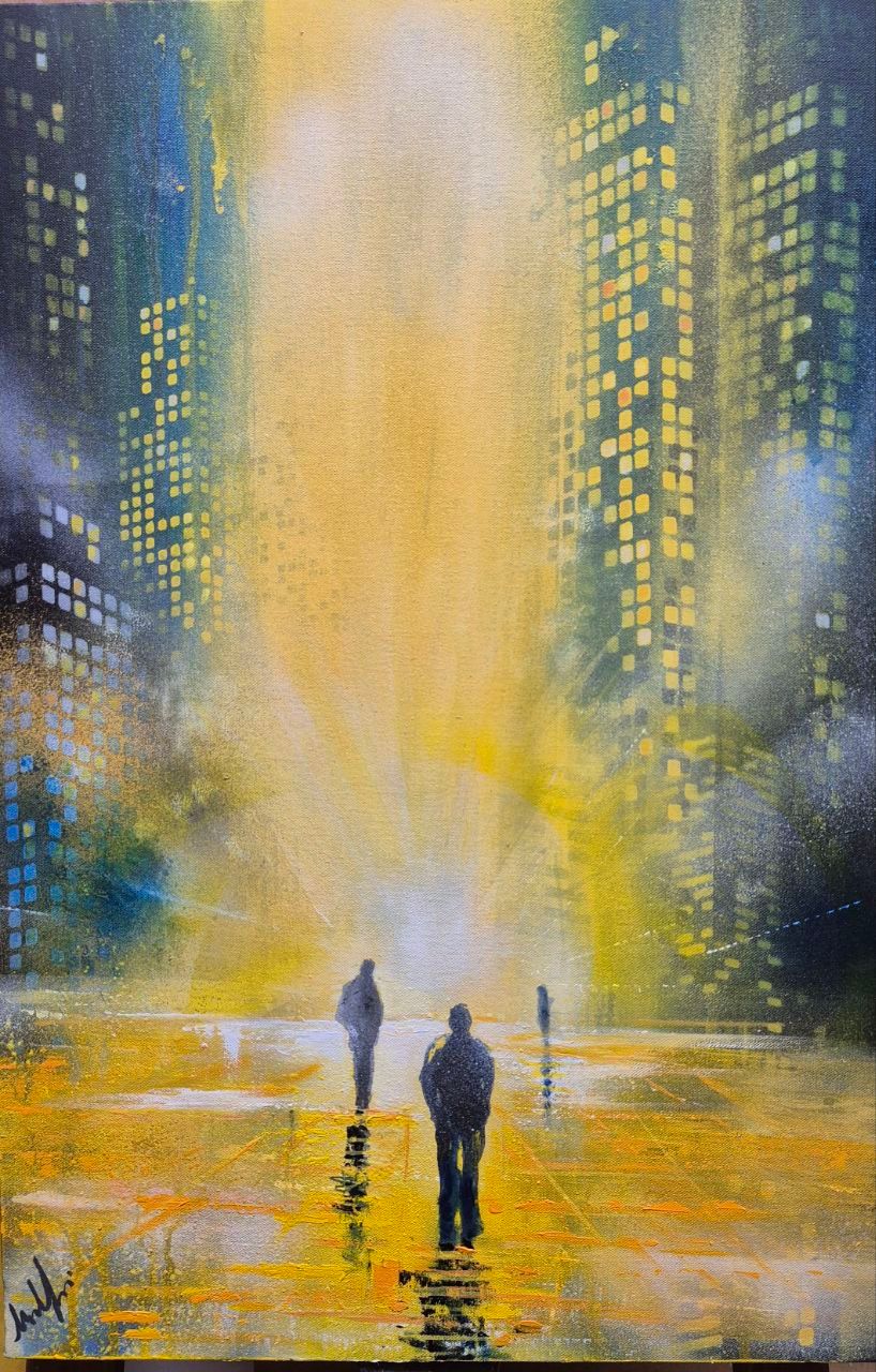 invasione di luce - Acrilico del 2025, serie Metropolis di Maria Nicoletta Ferrari