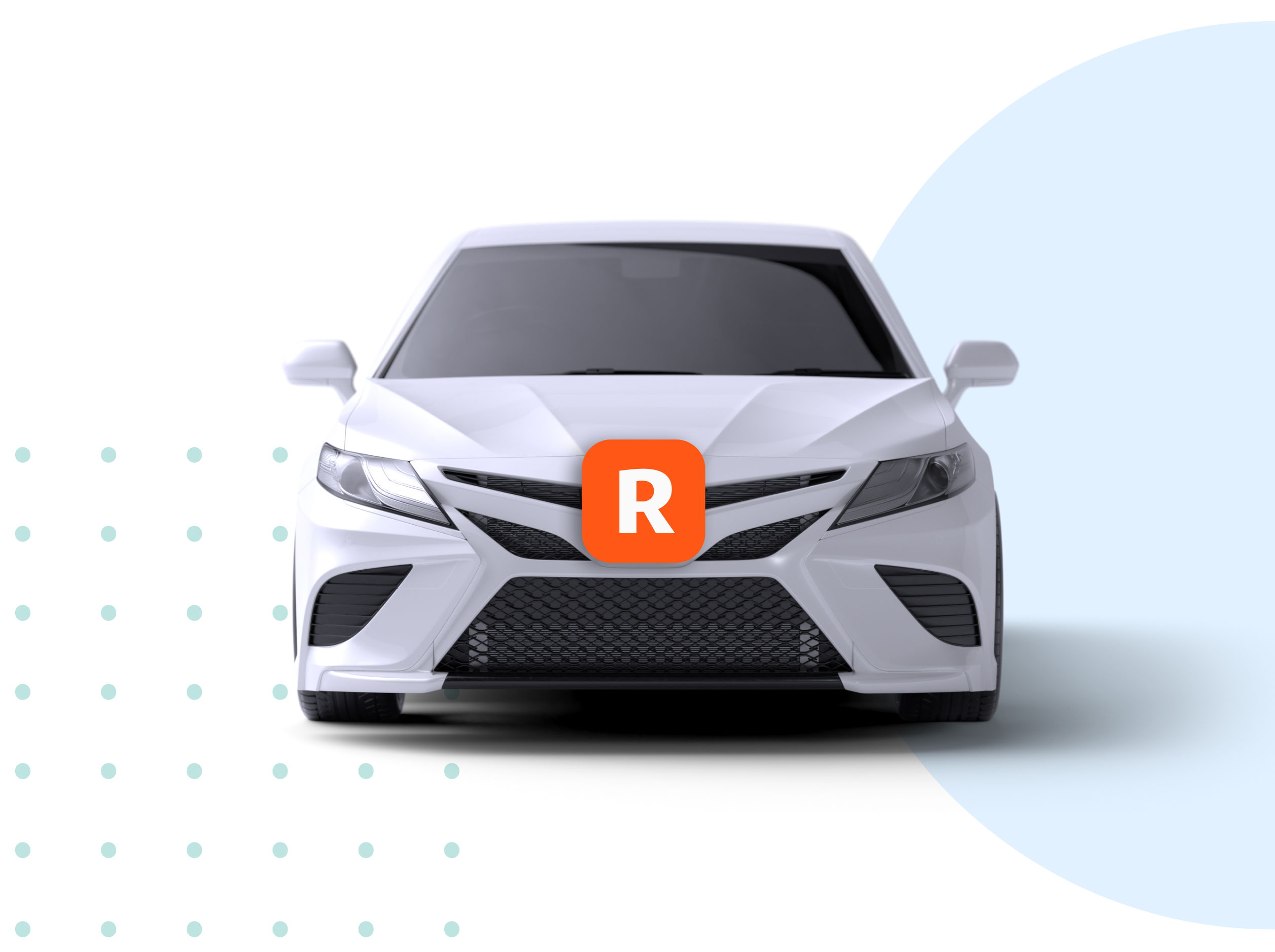 A white car with the Root Insurance app icon