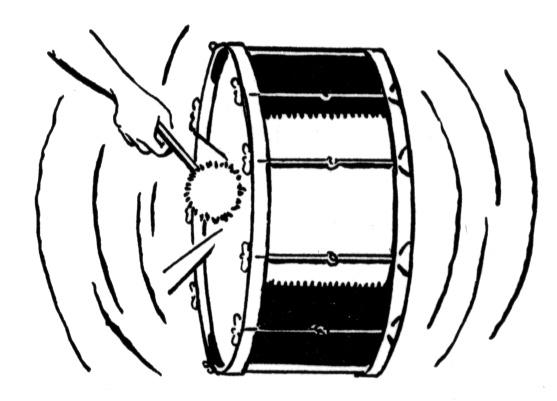 The sound produced by the drum membrane
