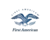 Blue logo of First American featuring an eagle with outstretched wings above olive branches and company name below.