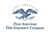 Blue logo of First American Title Insurance Company featuring an eagle with spread wings and olive branches beneath it.