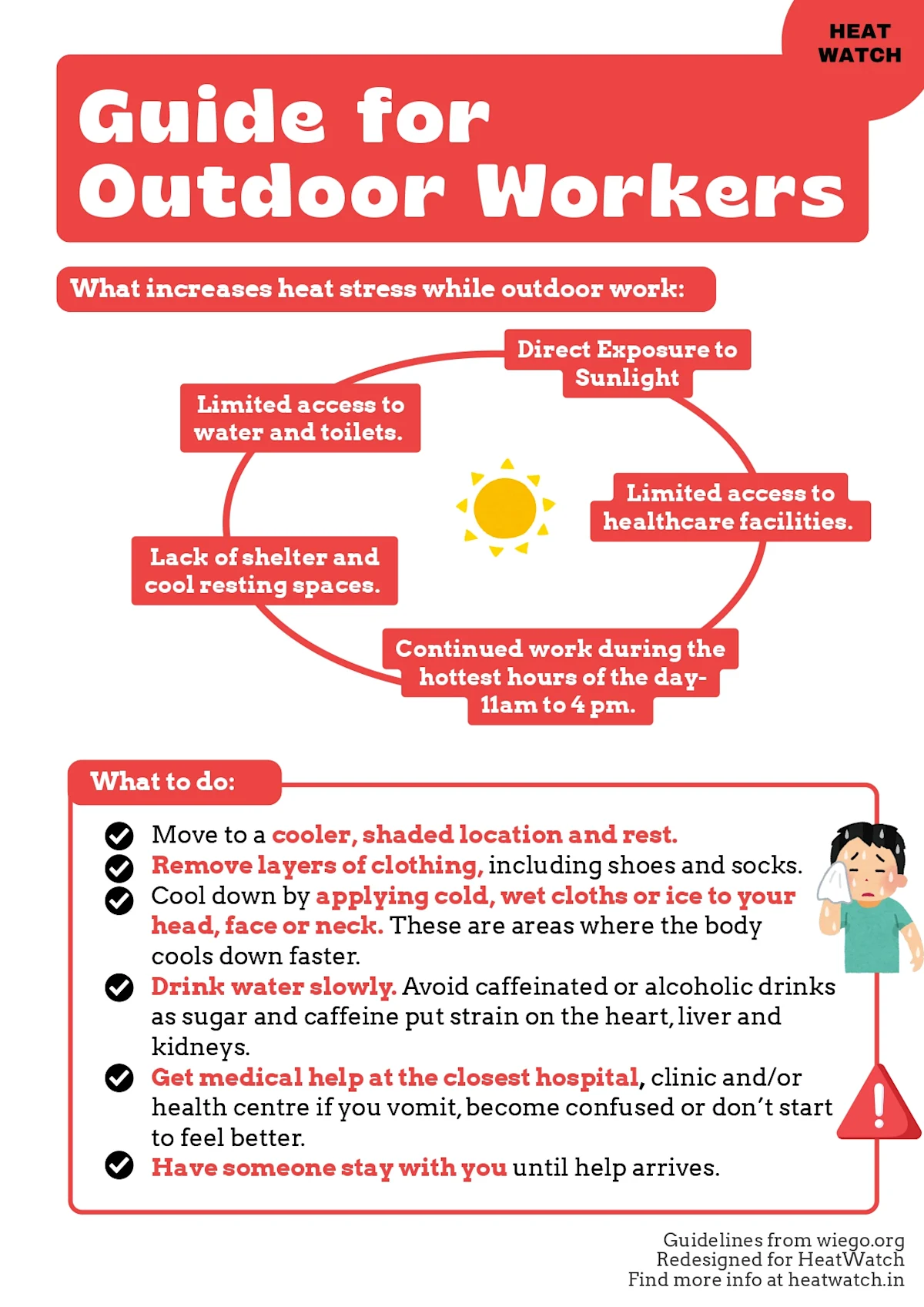 A poster that outlines simple ways to stay safe during outdoor heat exposure.