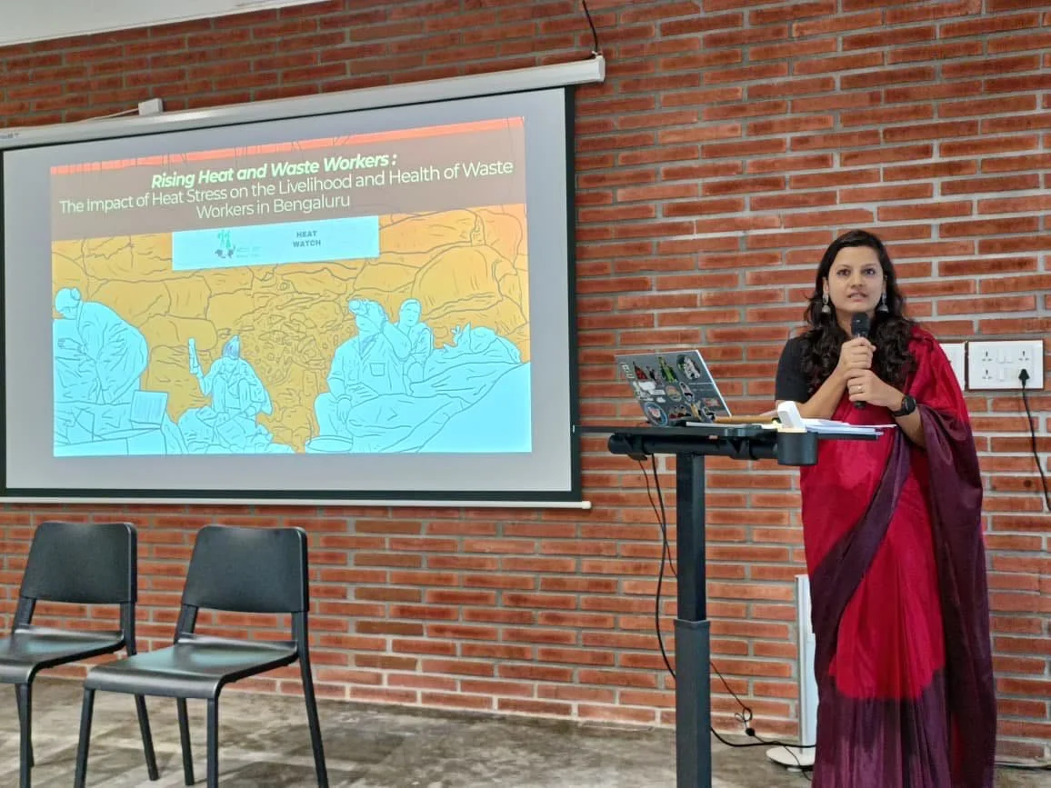 Apekshita Varshney presenting report findings during the waste worker report launch