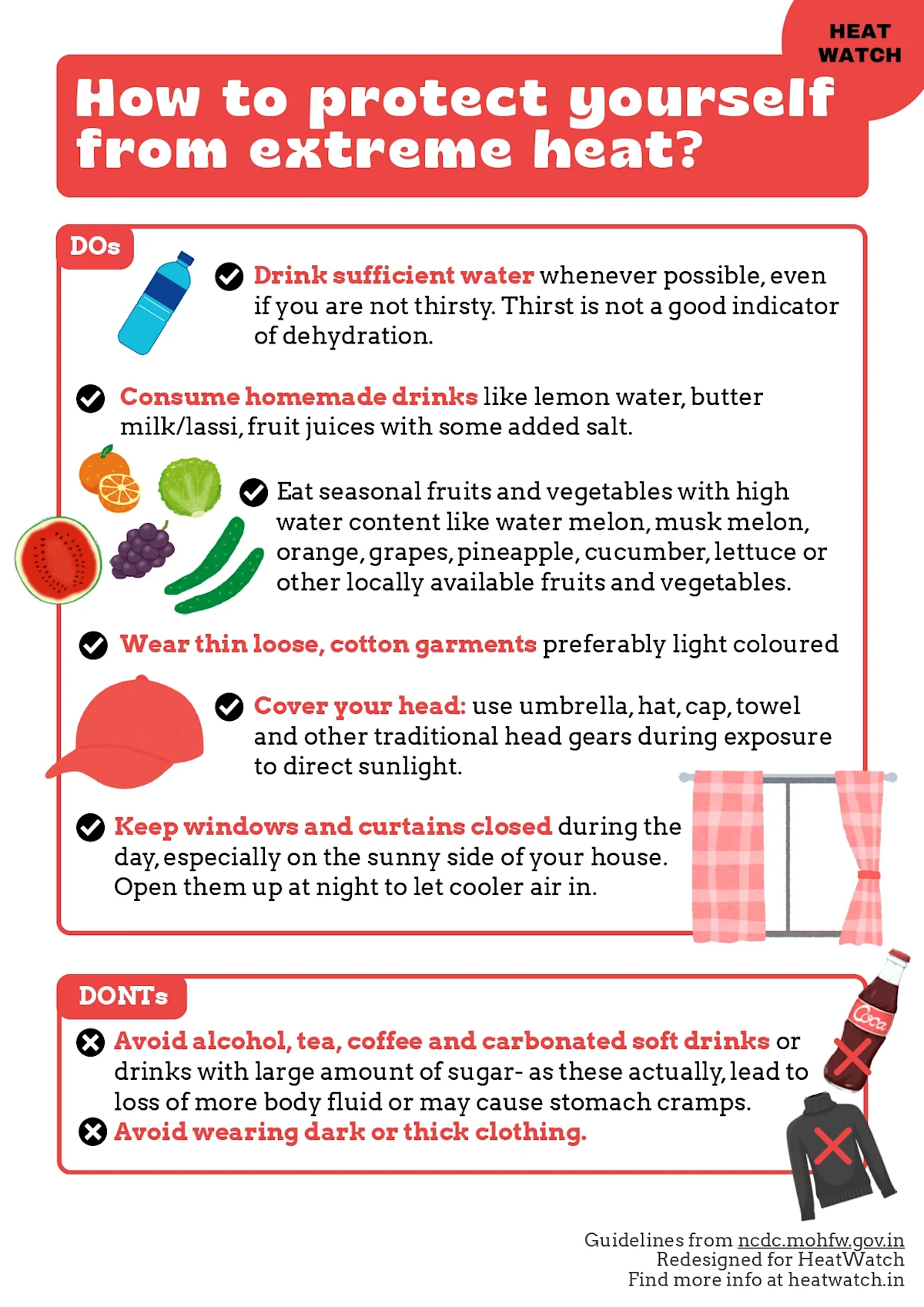 A poster on explaining simple steps to protect yourself extreme heat
