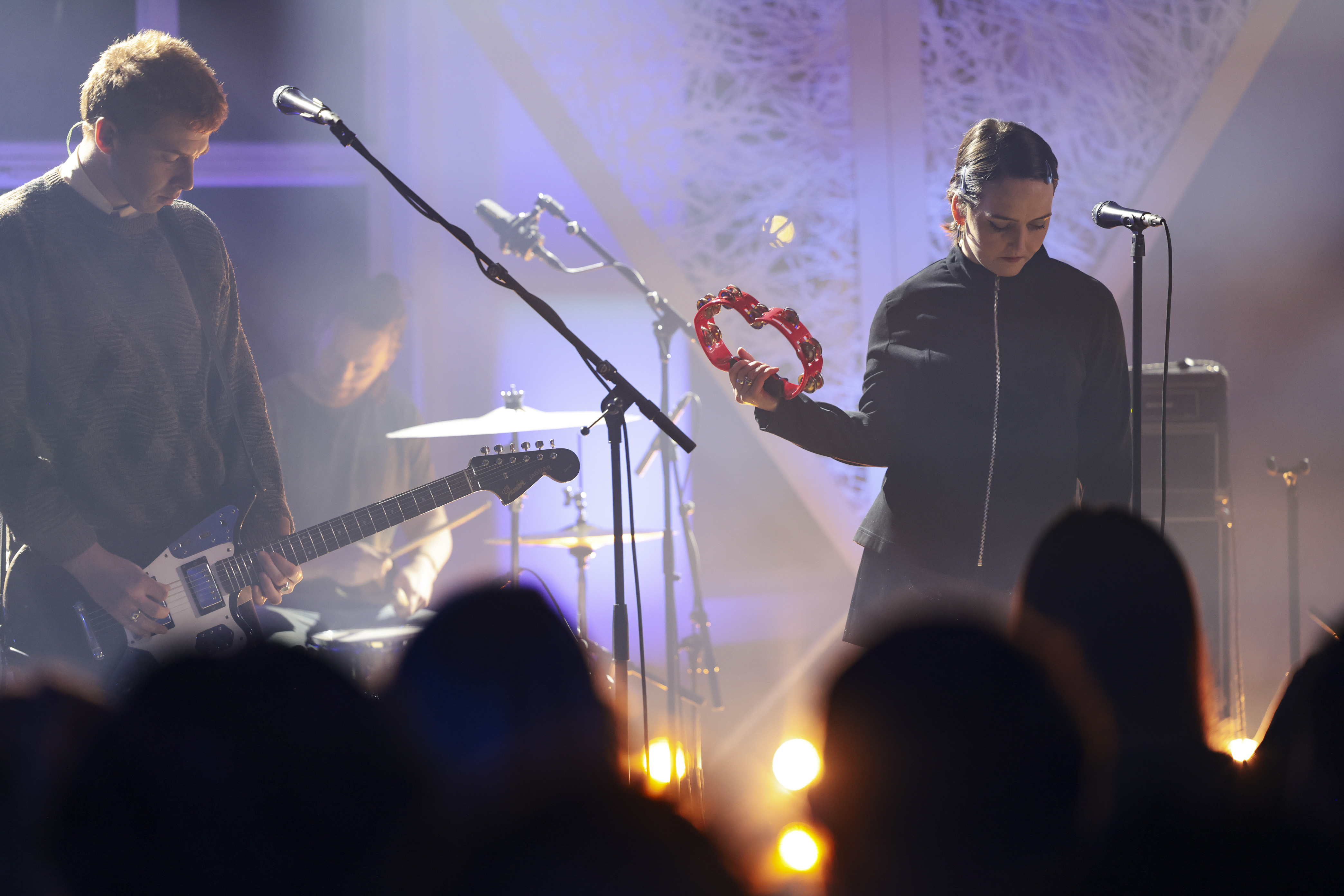 Two artists - male and female performing at the Other Voices