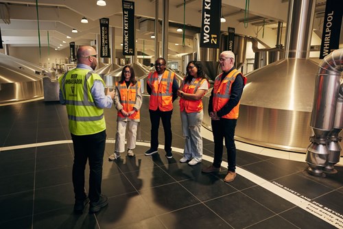 Visitors on a guided tour of Brewhouse 4.