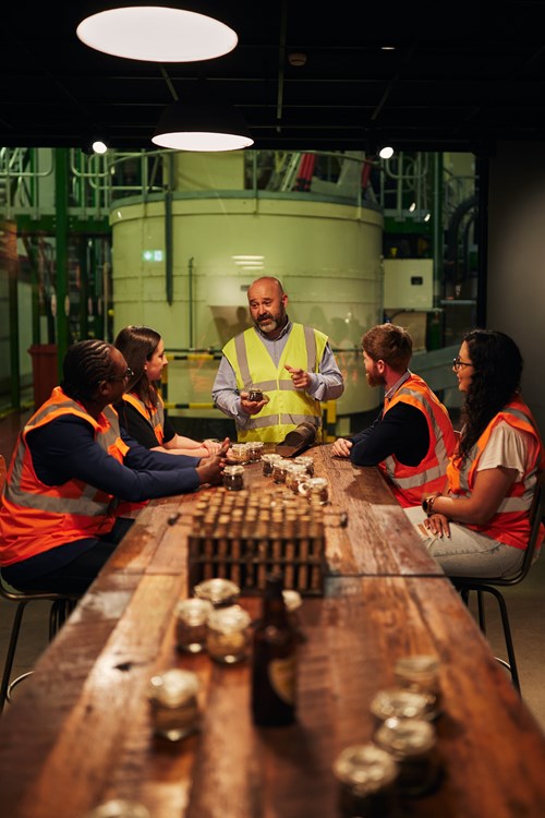 Visitors on a guided tour of the roasthouse.