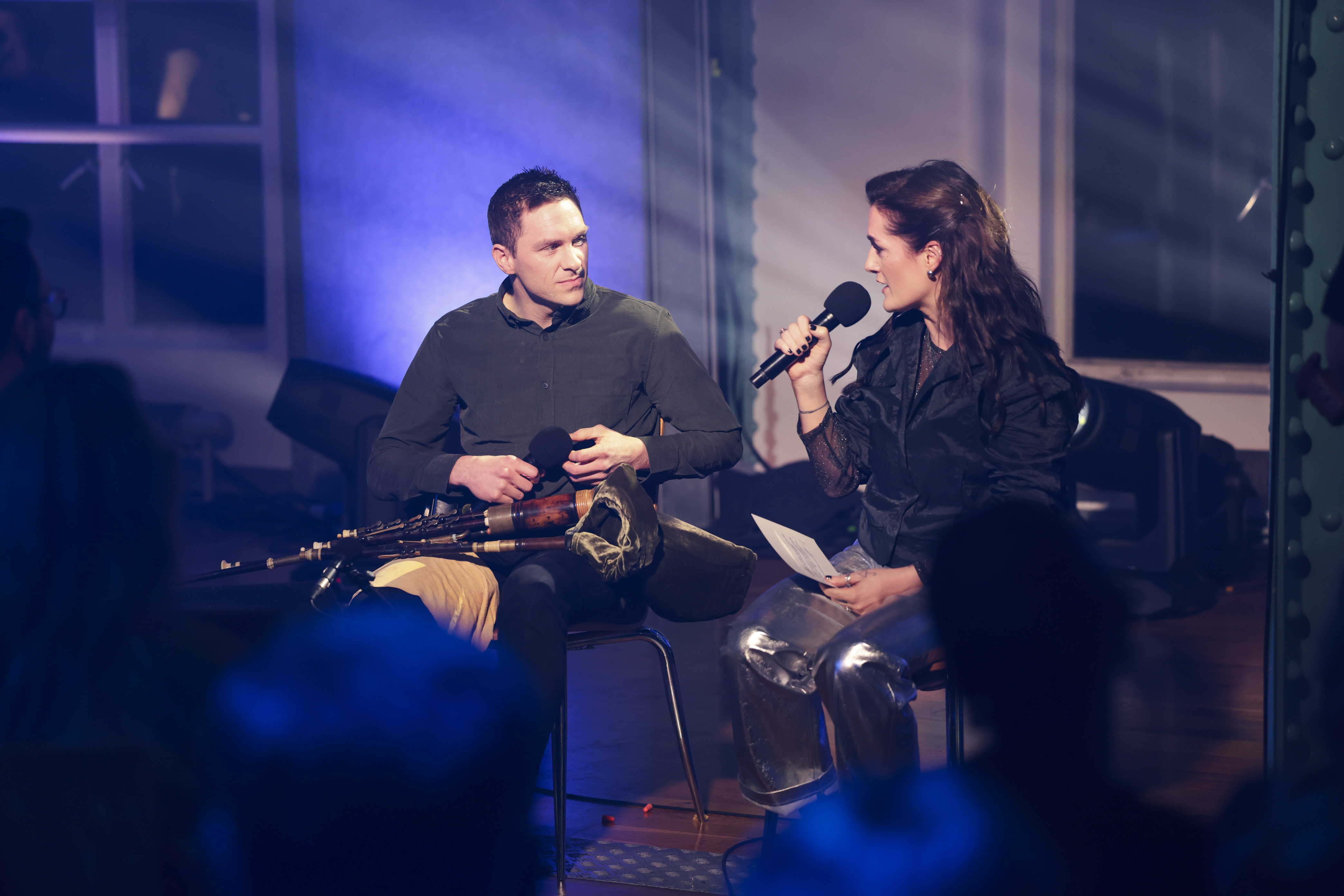A male and a female artist performing at Other Voices 2024