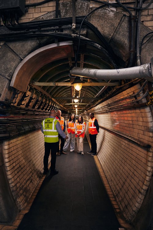 Visitors exploring the underground tunnels at St. James's Gate.