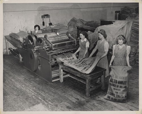 Four women working in a Guinness factory