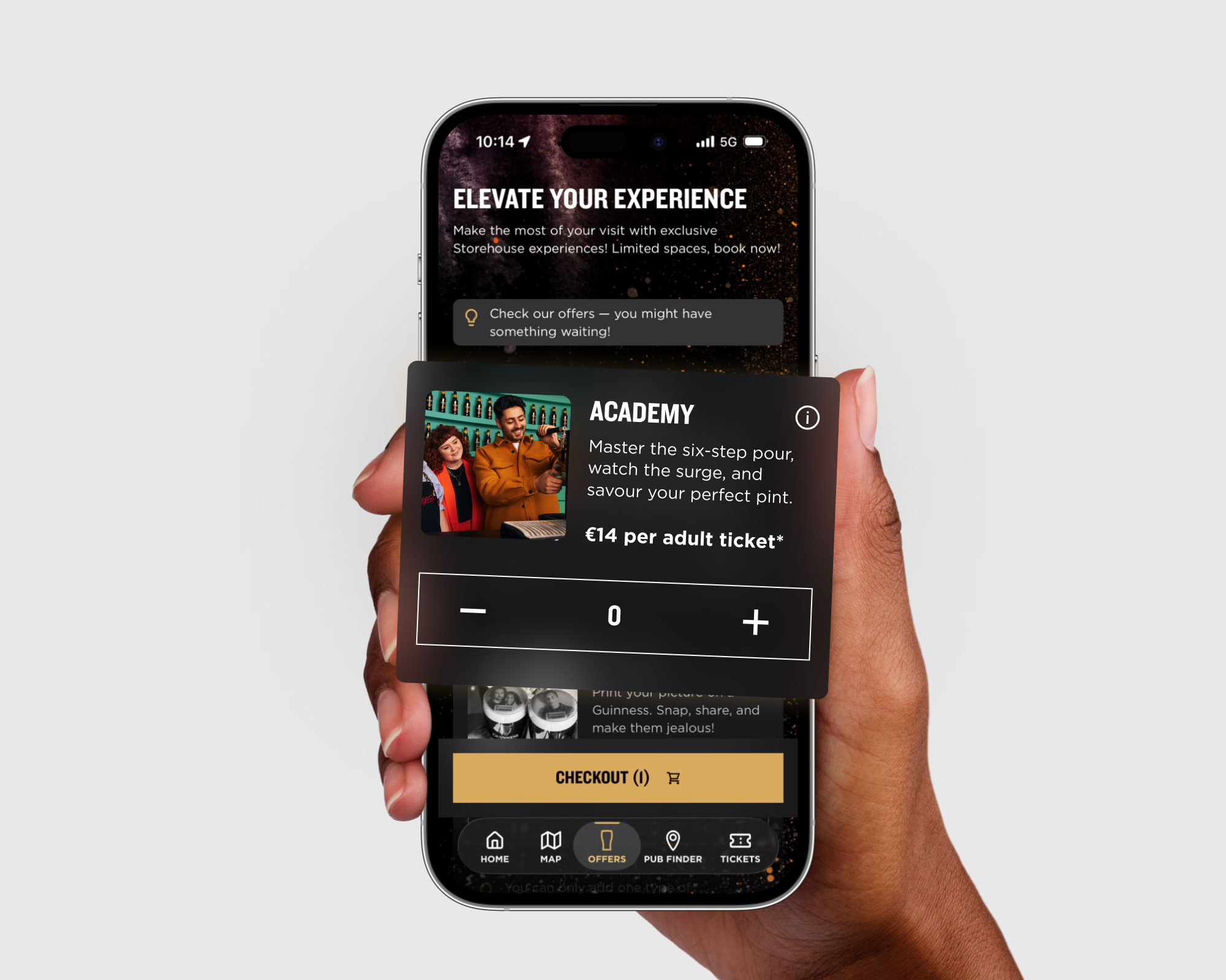 Screenshot of the App showing how to upgrade options