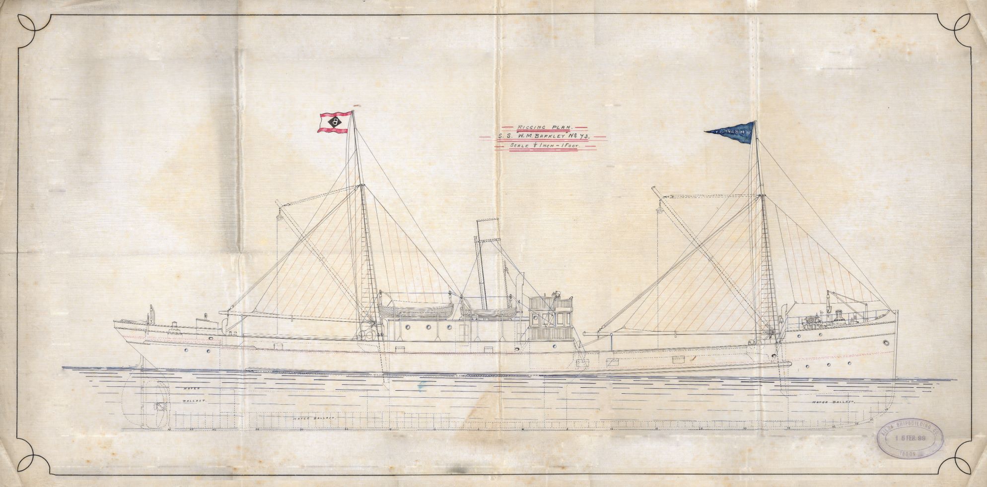 Plan of the S.S. W.M. Barkley ship from ‘Steamers Engineers Matters’, 1955.
